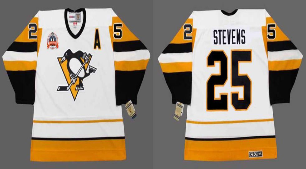 2019 Men Pittsburgh Penguins #25 Stevens White yellow CCM NHL jerseys